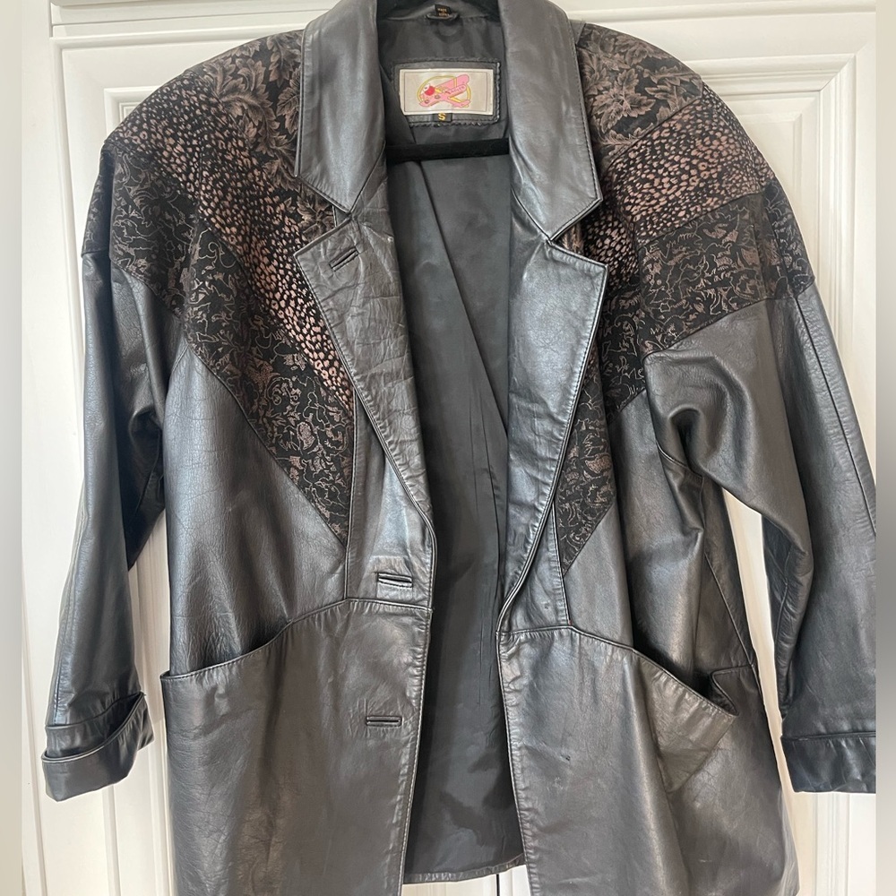 Vintage Adler 80s / 90s Black Suede Oversized Leather Jacket coat - Size small